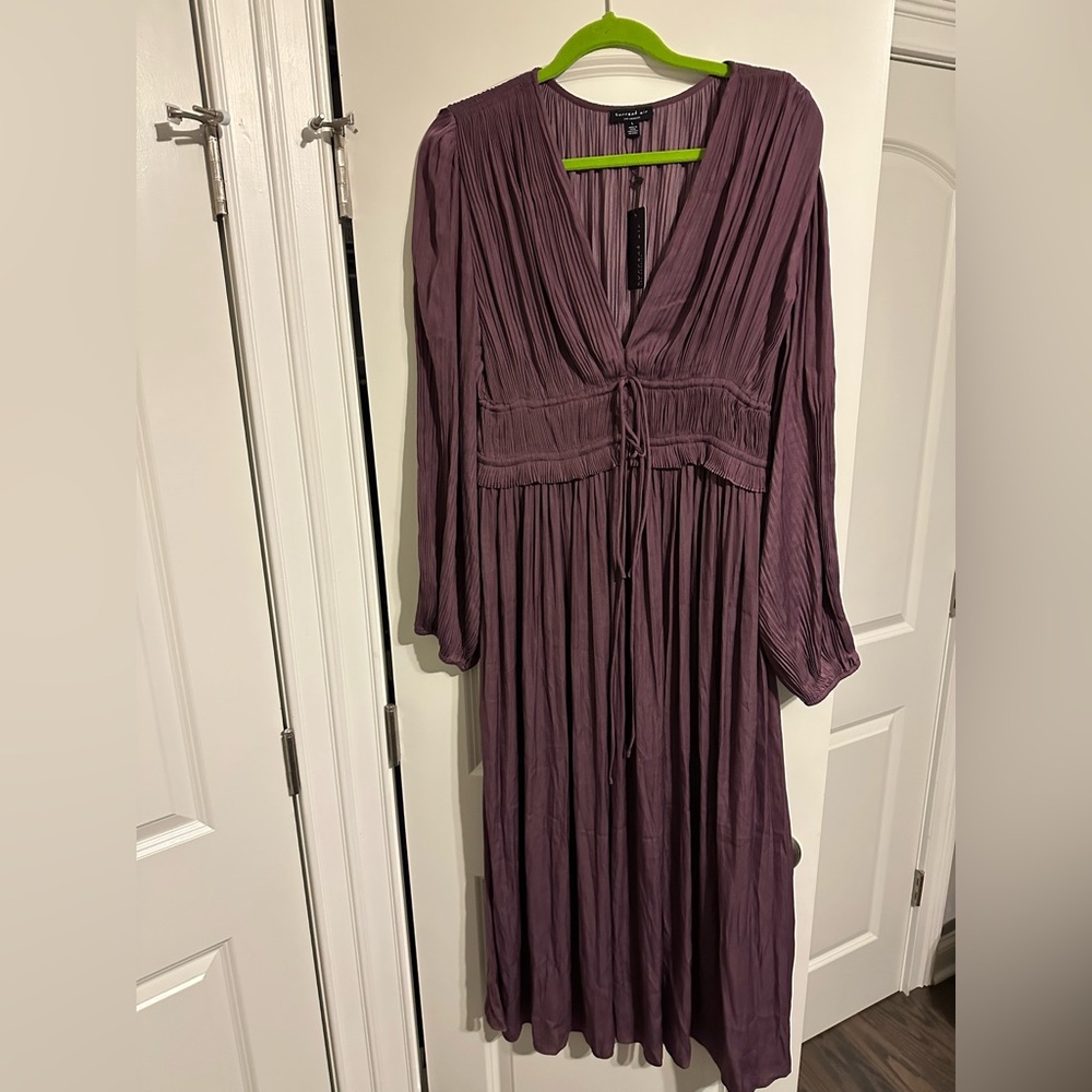 Current Air Purple Long Sleeve Plunge Sundress